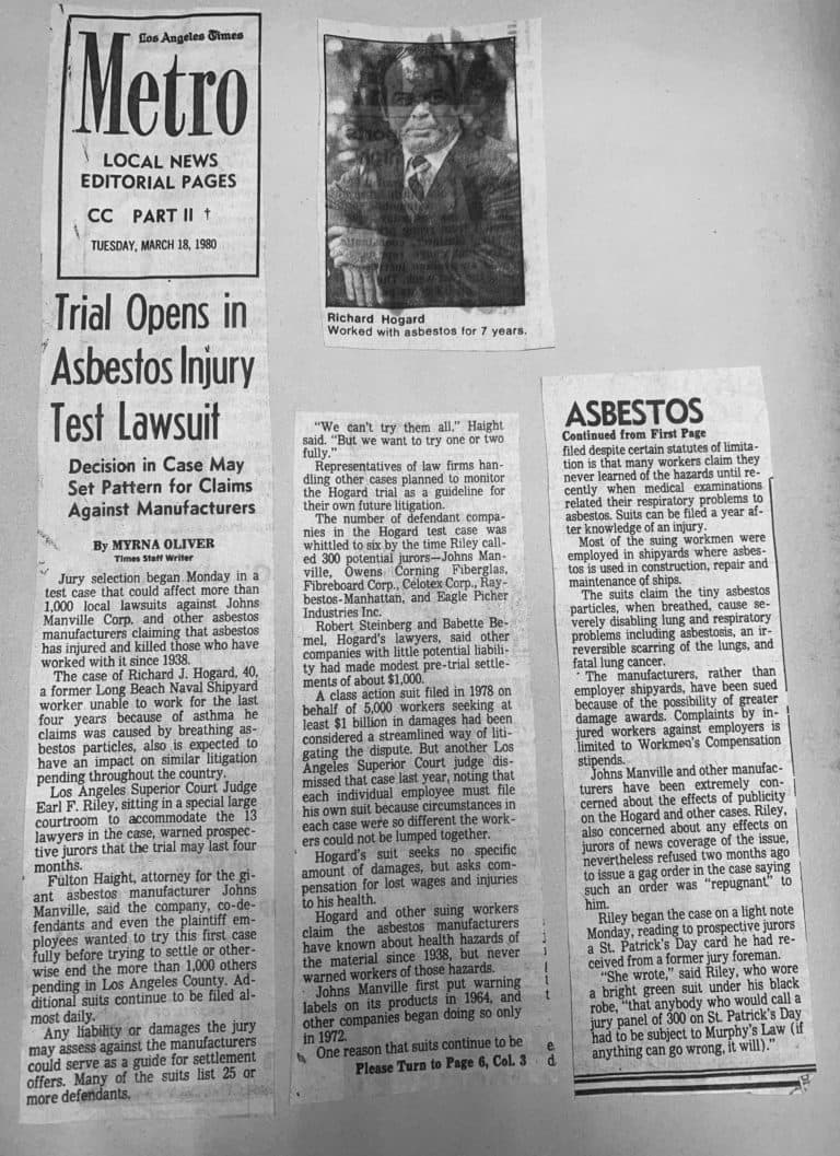Southern California Asbestos and Mesothelioma Attorney